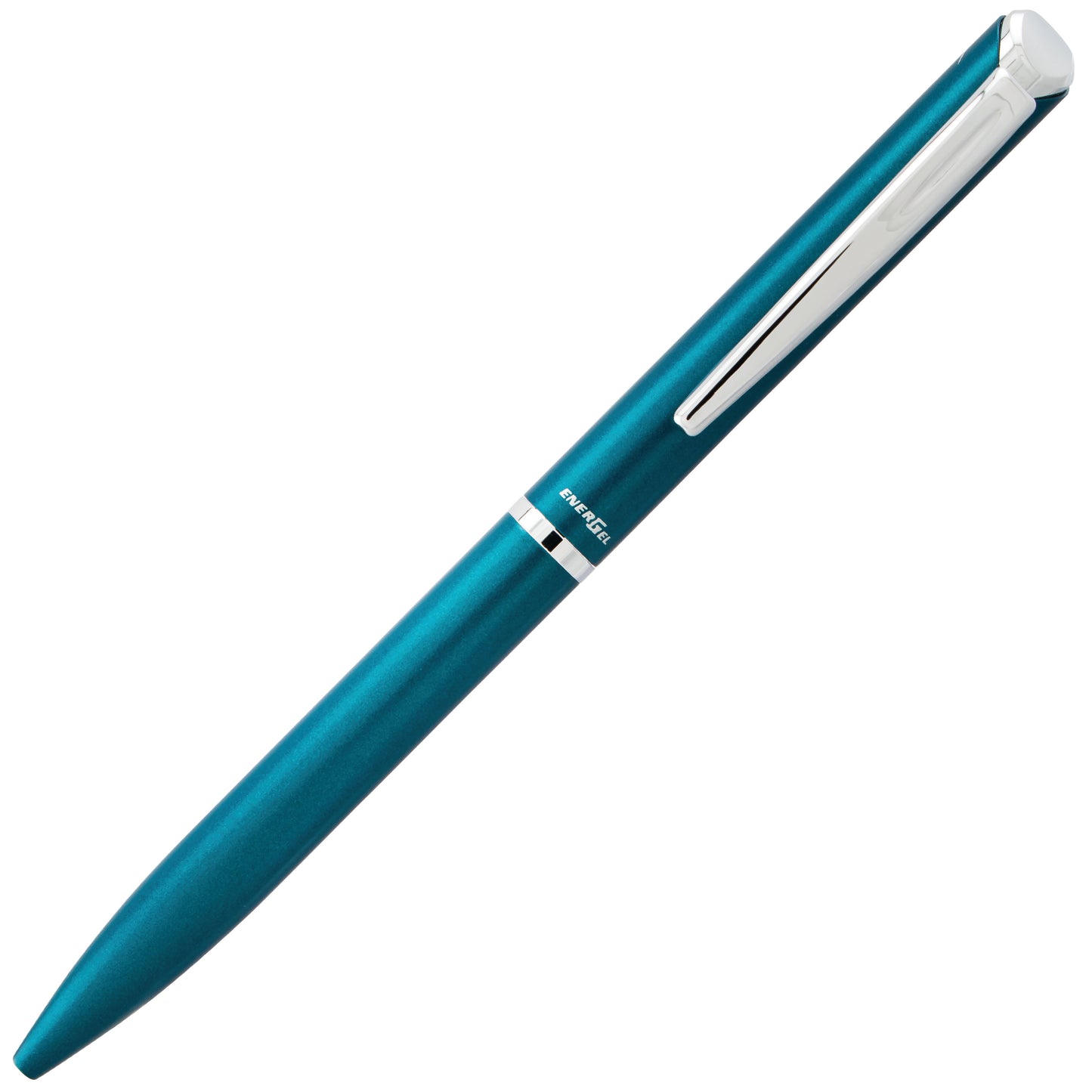 Energel Retractable Liquid Gel Pen 0.7mm Black Ink Sky Blue Metal Body with Gift Case