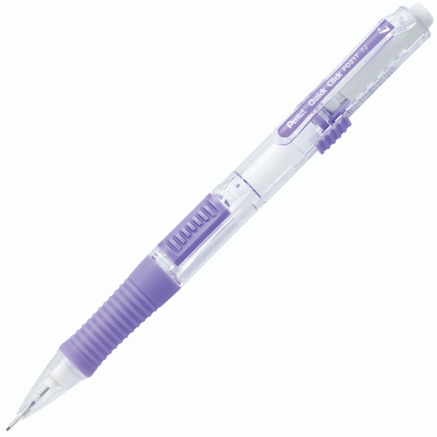 Quick Click Retractable Mechanical Pencil 0.7mm - Clear Barrel, Green Grip Pentel Stationery of Canada