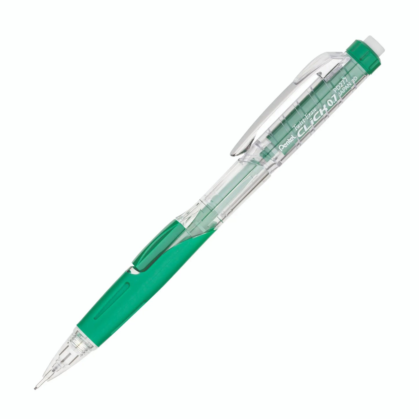 Twist-Erase Click Mechanical Pencil 0.7mm - Clear Barrel, Blue Grip Pentel Stationery of Canada