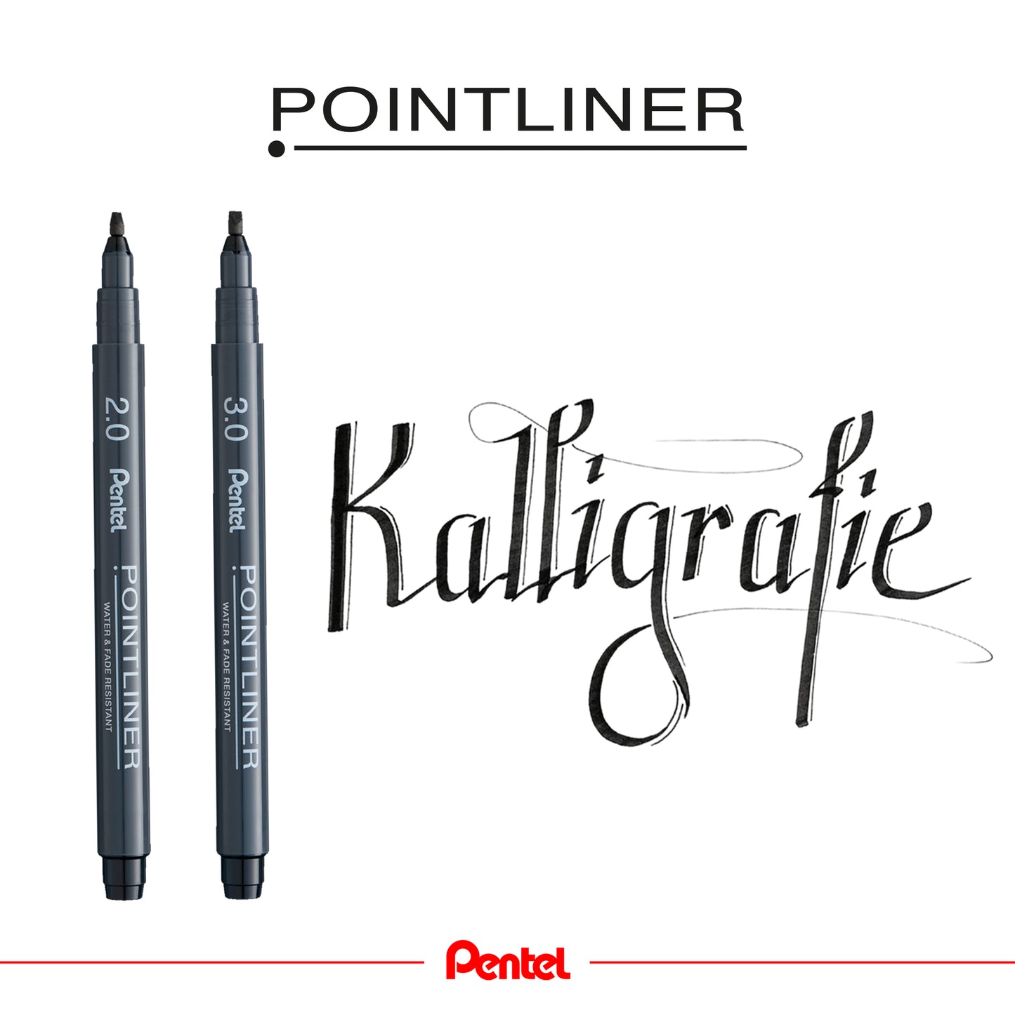 Pentel Arts Pointliner Wide Tip Calligraphy Pen 2.0mm Black
