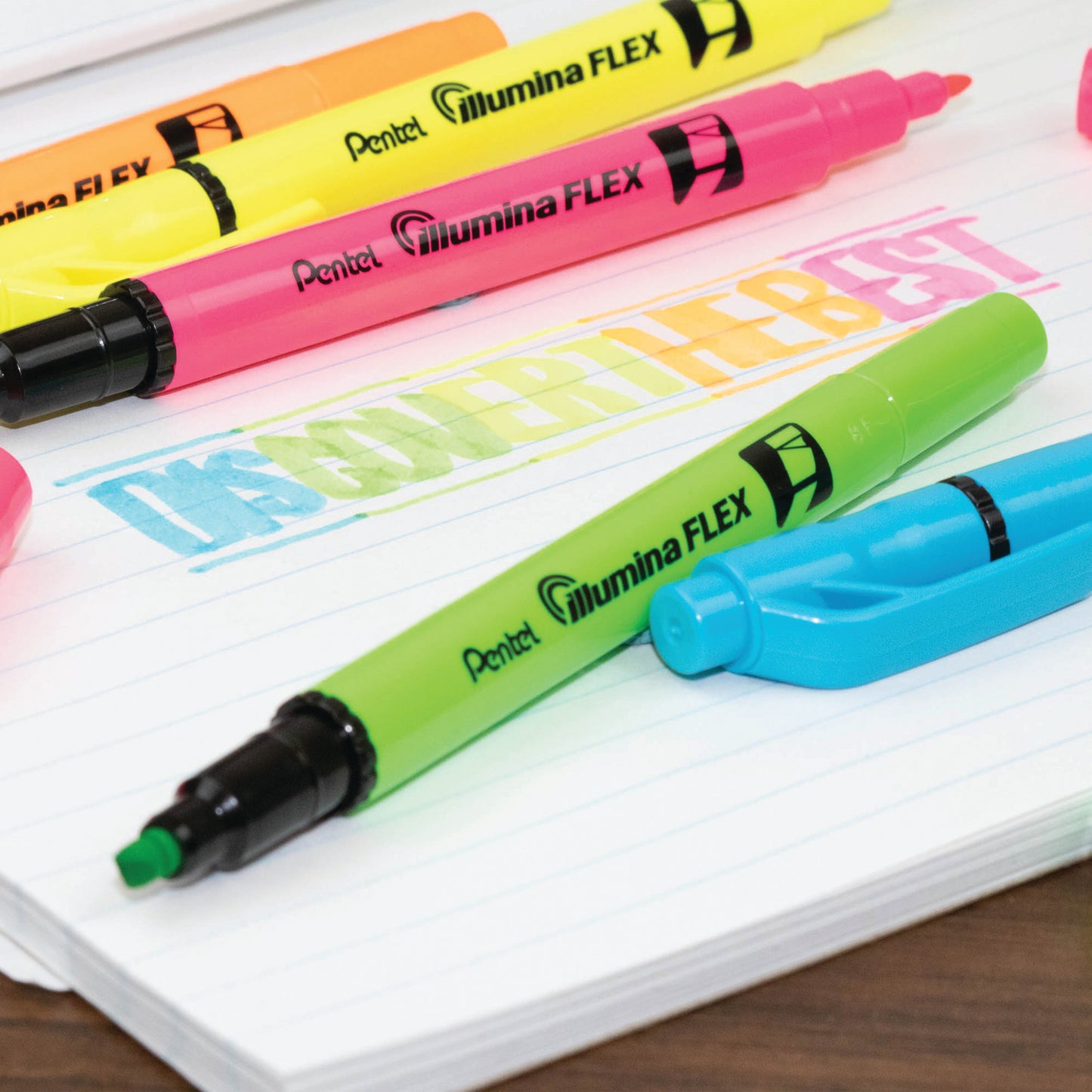 Illumina Flex Highlighter 5PC Assorted Pack - Chisel and Bullet Dual Tip