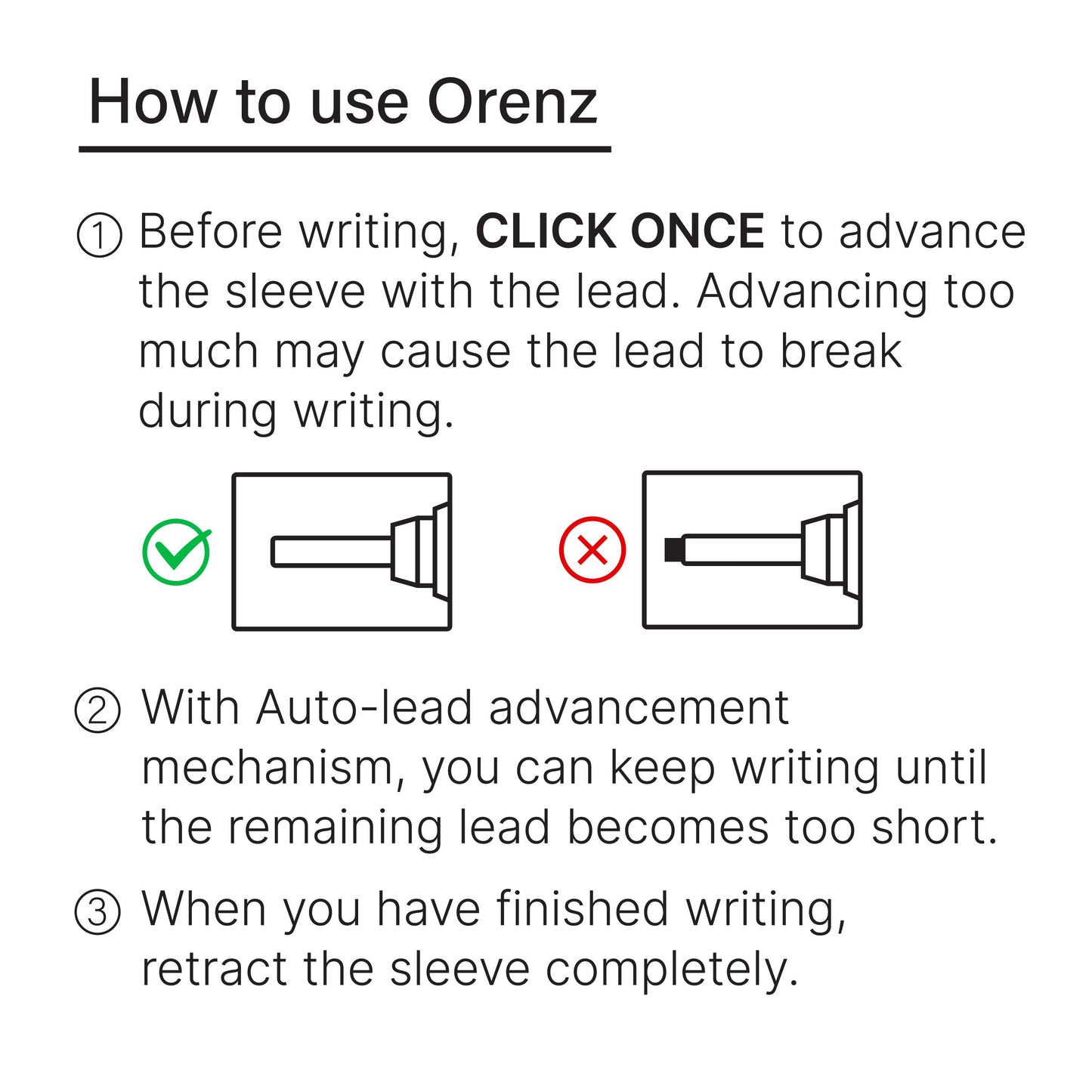 Orenz AT Mechanical Pencil 0.5mm - Automatic Lead Forwarding System with Sliding Sleeve Technology