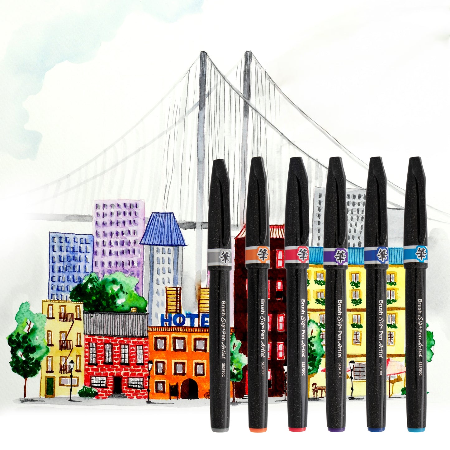 Pentel Arts Brush Sign Pen Artist Ultra Fine Brush Set 1