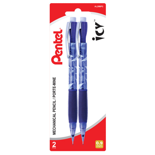 Pentel Icy Mechanical Pencil 0.9mm - Tinted Blue Barrel 2-pack