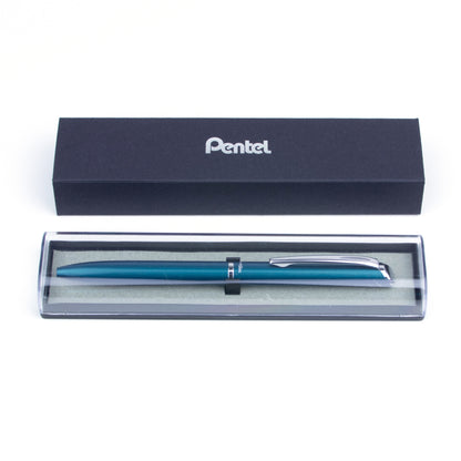 EnerGel 0.7mm Retractable Liquid Gel Pen Sky Blue Metal Body Black Ink with Gift Case