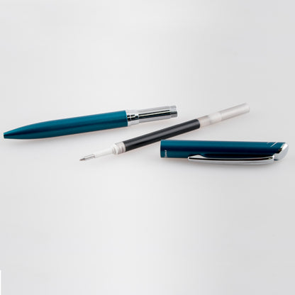 EnerGel 0.7mm Retractable Liquid Gel Pen Sky Blue Metal Body Black Ink with Gift Case