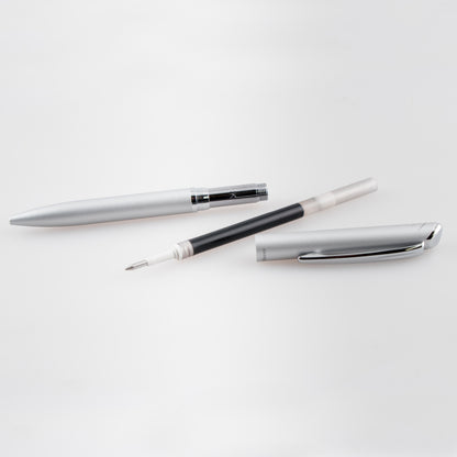 EnerGel 0.7mm Retractable Liquid Gel Pen Silver Metal Body Black Ink with Gift Case