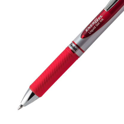 EnerGel Retractable Liquid Gel Roller 0.7mm Metal Tip Red Ink