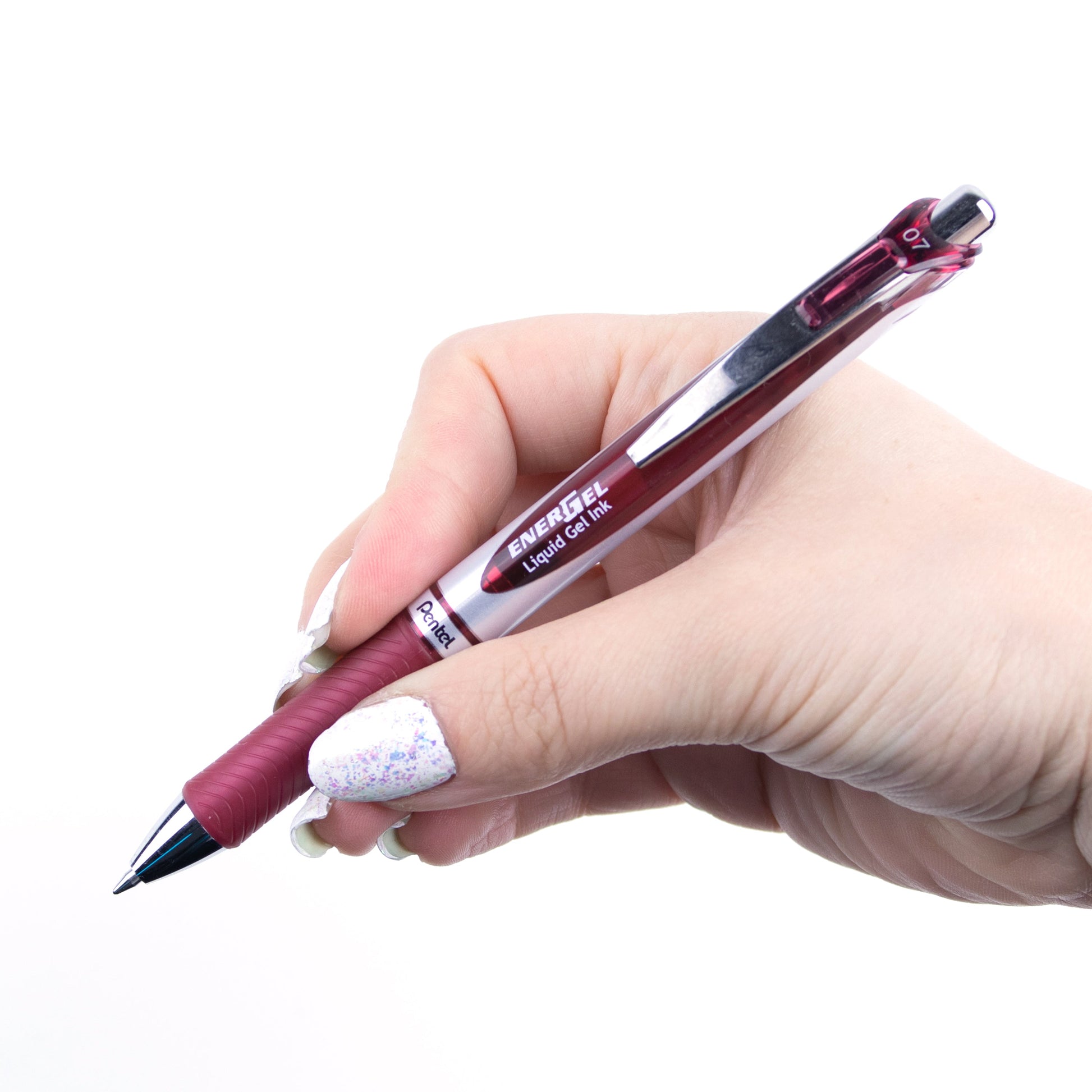 EnerGel Retractable Liquid Gel Roller 0.7mm Metal Tip Burgundy Ink