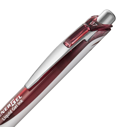 EnerGel Retractable Liquid Gel Roller 0.7mm Metal Tip Burgundy Ink