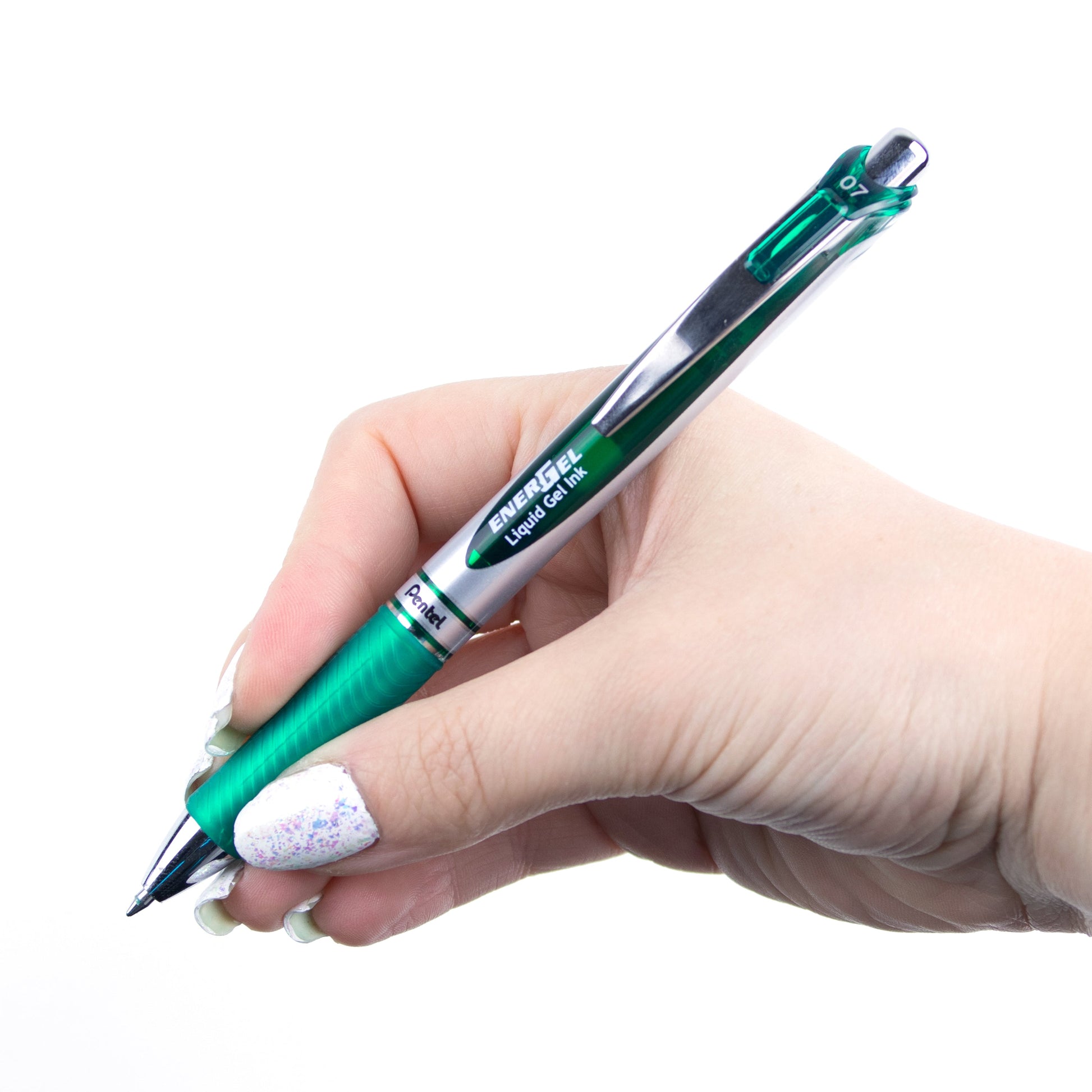 EnerGel Retractable Liquid Gel Roller 0.7mm Metal Tip Green Ink