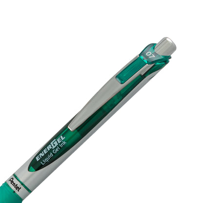 EnerGel Retractable Liquid Gel Roller 0.7mm Metal Tip Green Ink