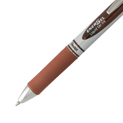 EnerGel Retractable Liquid Gel Roller 0.7mm Metal Tip Brown Ink