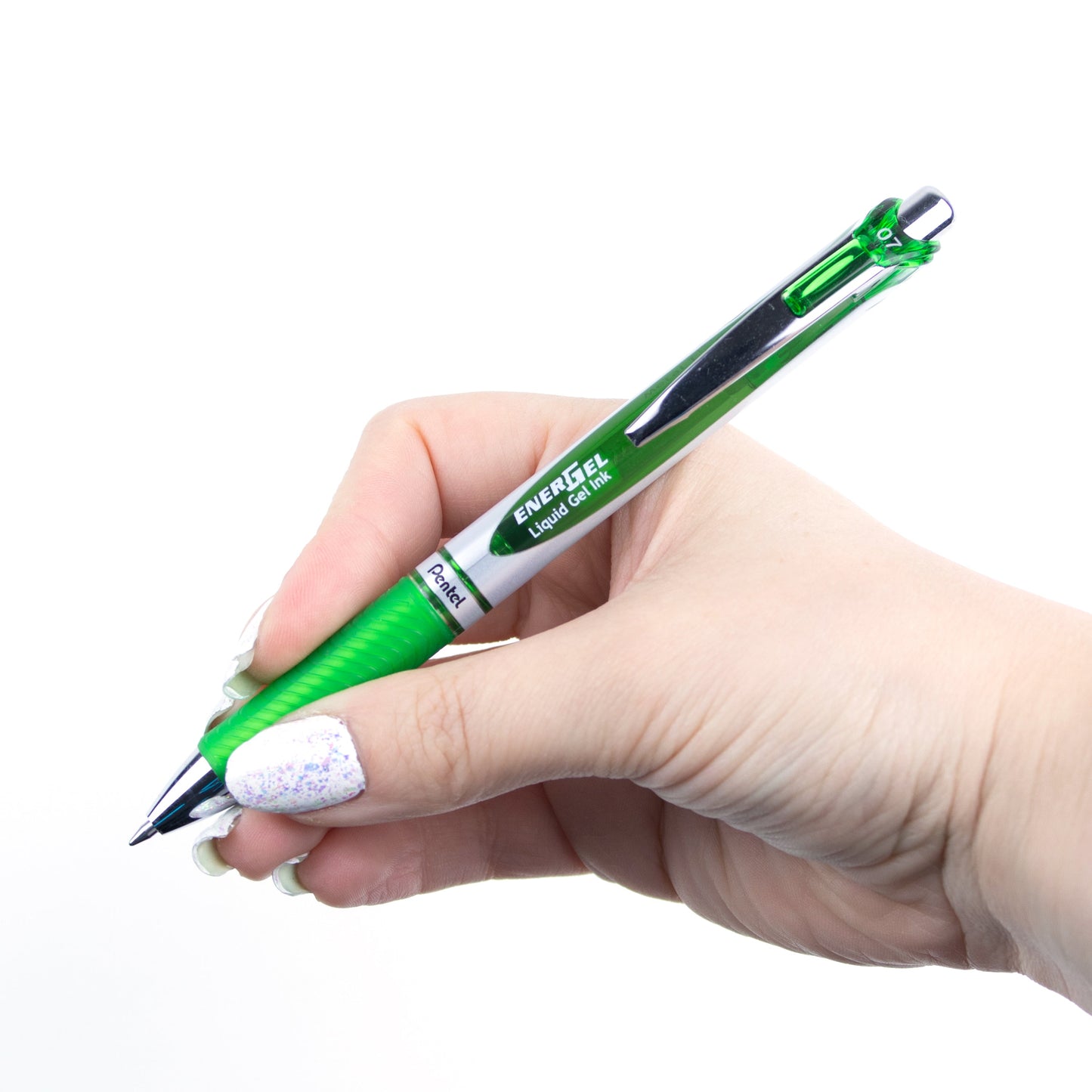 EnerGel Retractable Liquid Gel Roller 0.7mm Metal Tip Light Green Ink