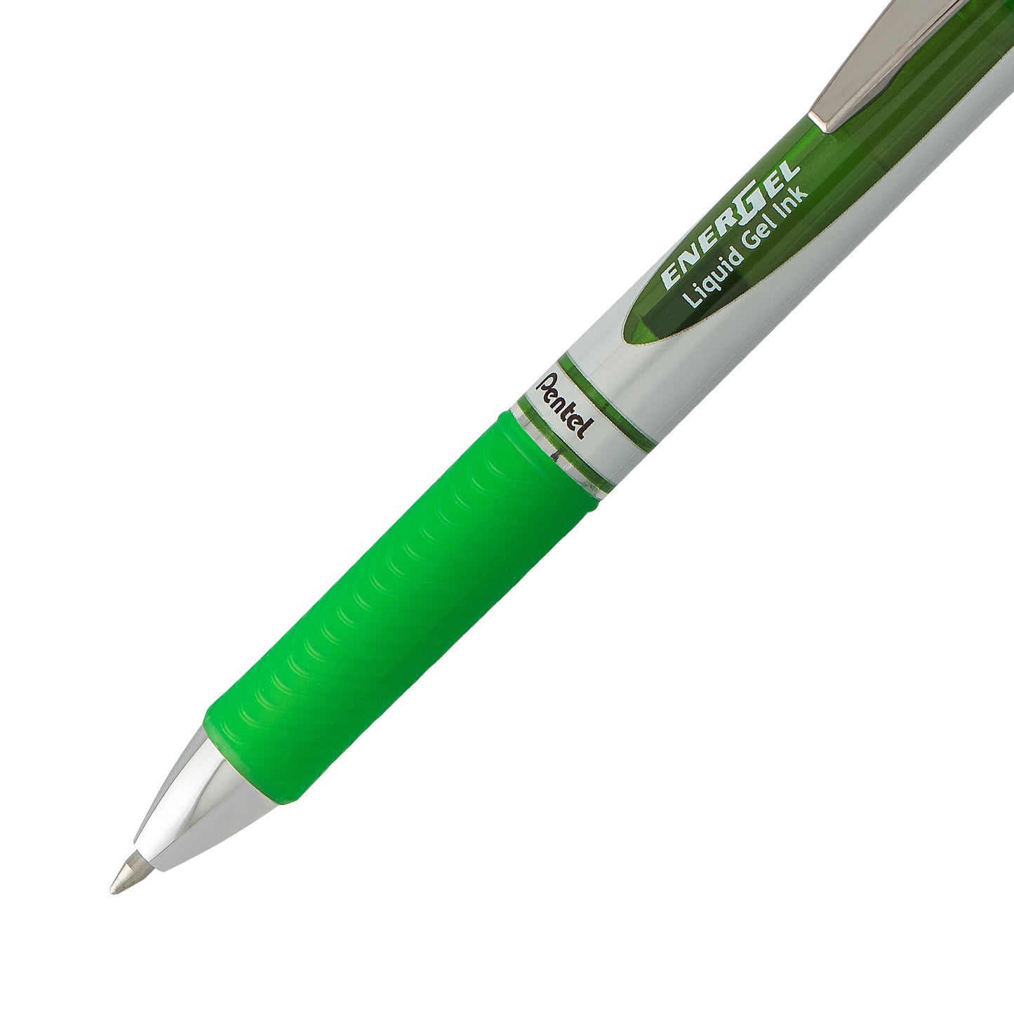 EnerGel Retractable Liquid Gel Roller 0.7mm Metal Tip Light Green Ink