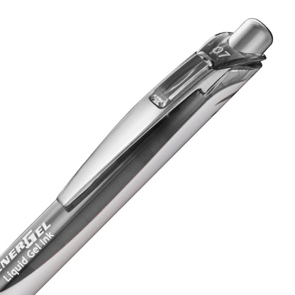 EnerGel Retractable Liquid Gel Roller 0.7mm Metal Tip Grey Ink