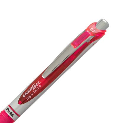 EnerGel Retractable Liquid Gel Roller 0.7mm Metal Tip Pink Ink