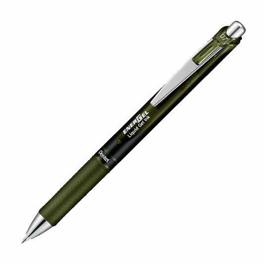 Energel Retractable Liquid Gel Roller 0.7mm Olive-black - Metal Tip