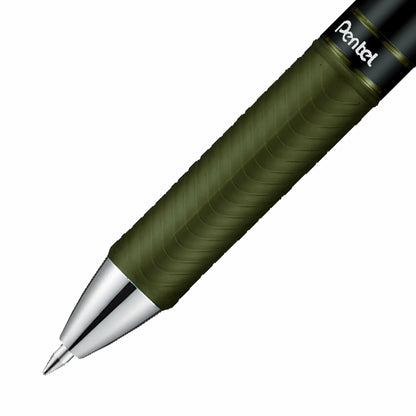 Energel Retractable Liquid Gel Roller 0.7mm Olive-black - Metal Tip Pentel Stationery of Canada