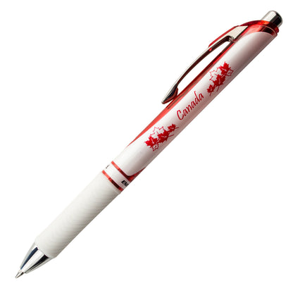 EnerGel Canadian Barrel Design 1 Limited Edition Retractable Liquid Gel Roller 0.7mm Metal Tip Black Ink