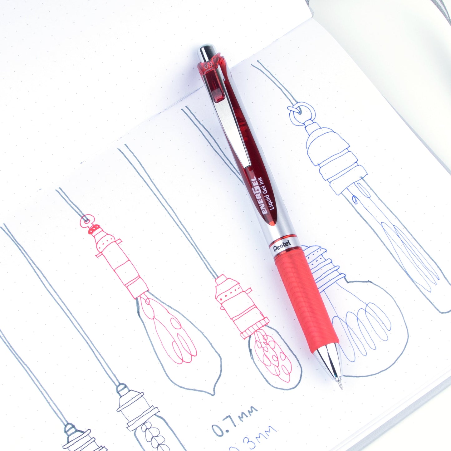 EnerGel Retractable Liquid Gel Pen 0.3mm Ultra-Fine Point Red Ink