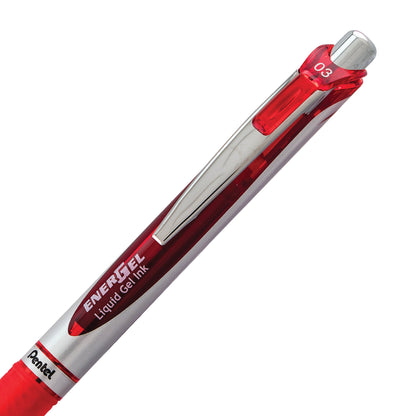 EnerGel Retractable Liquid Gel Pen 0.3mm Ultra-Fine Point Red Ink