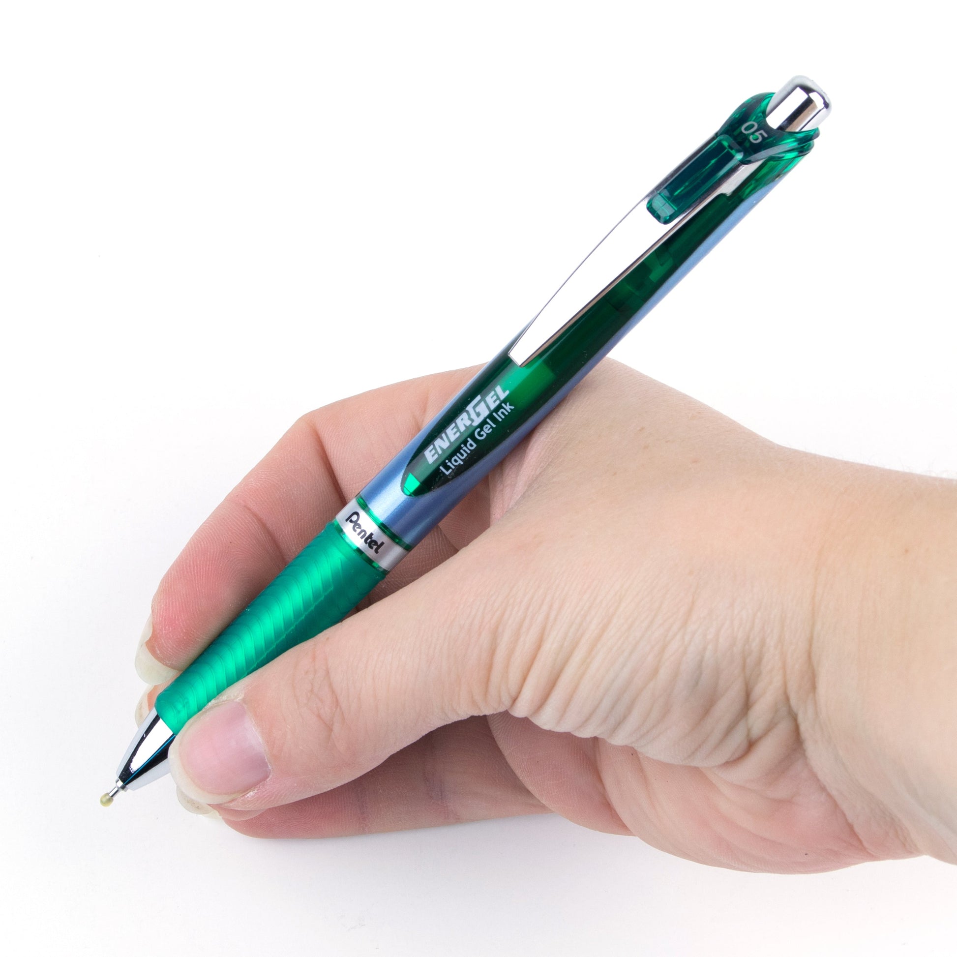 EnerGel Retractable Liquid Gel Pen 0.5mm Needle Tip Green Ink