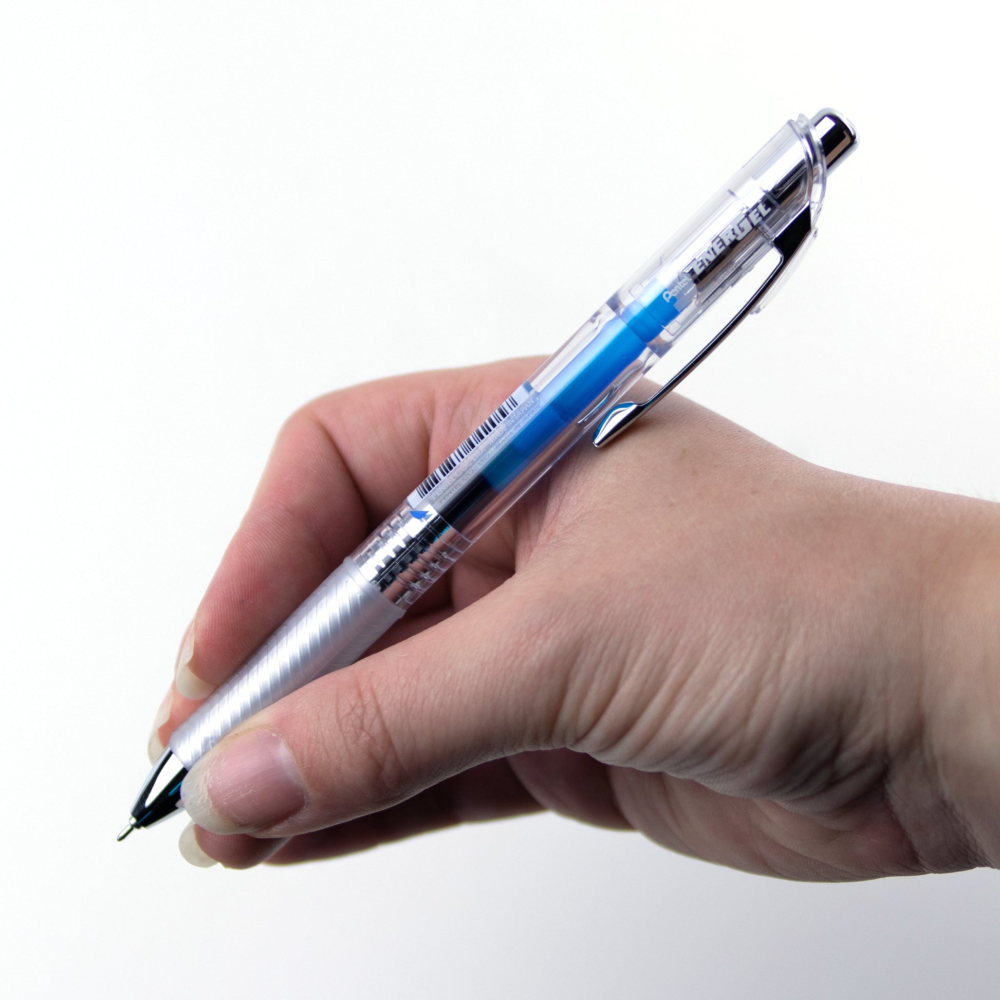 EnerGel Infree Clear Barrel Retractable Liquid Gel Pen 0.5mm Needle Tip Blue Ink