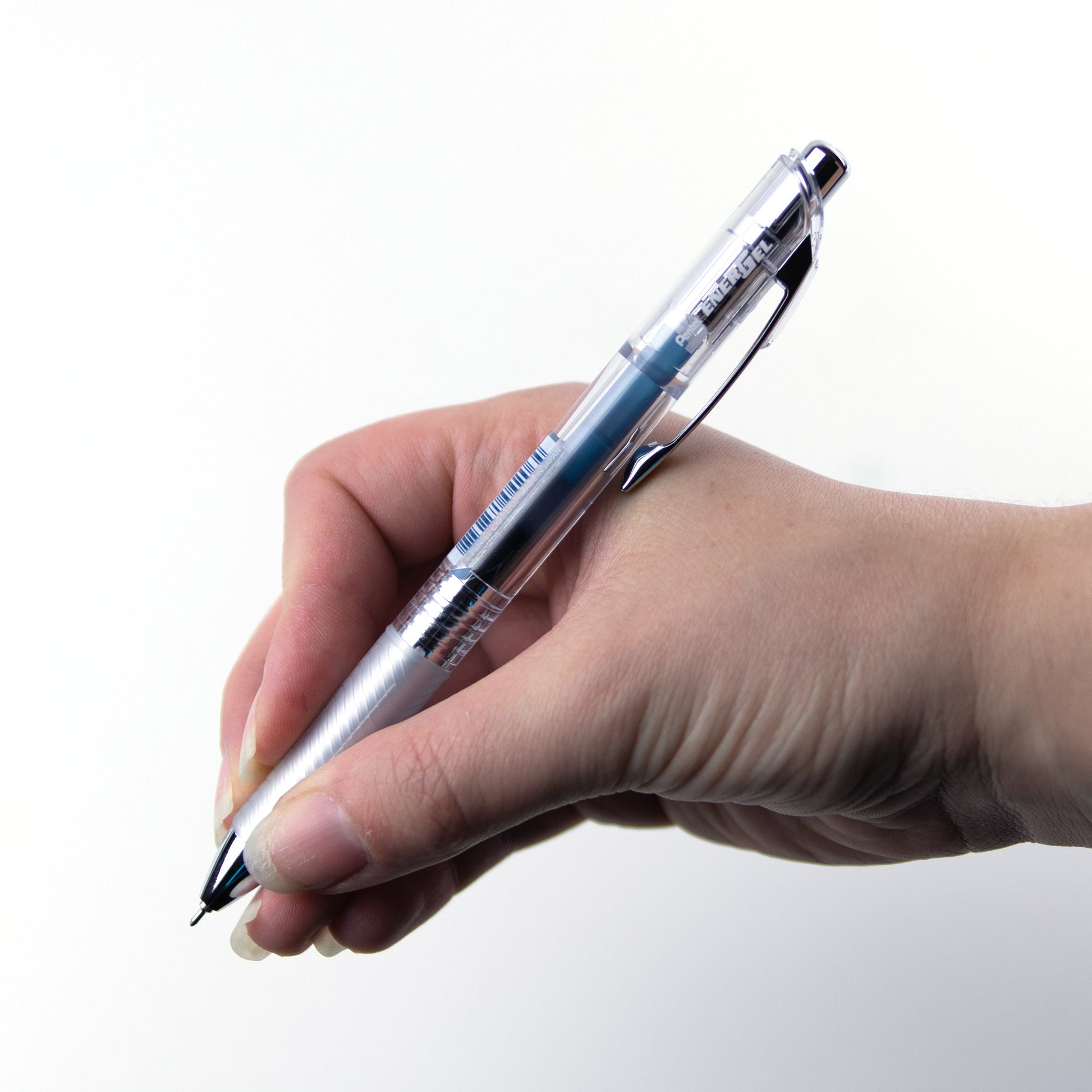 EnerGel Infree Clear Barrel Retractable Liquid Gel Pen 0.5mm Needle Tip Navy Blue Ink