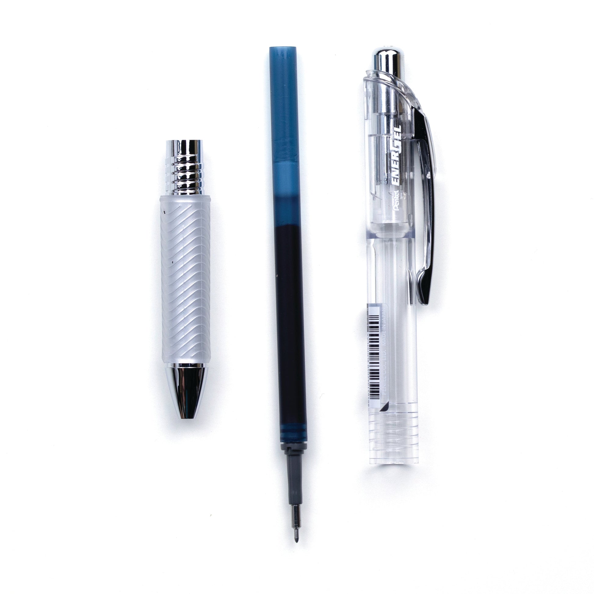 EnerGel Infree Clear Barrel Retractable Liquid Gel Pen 0.5mm Needle Tip Navy Blue Ink