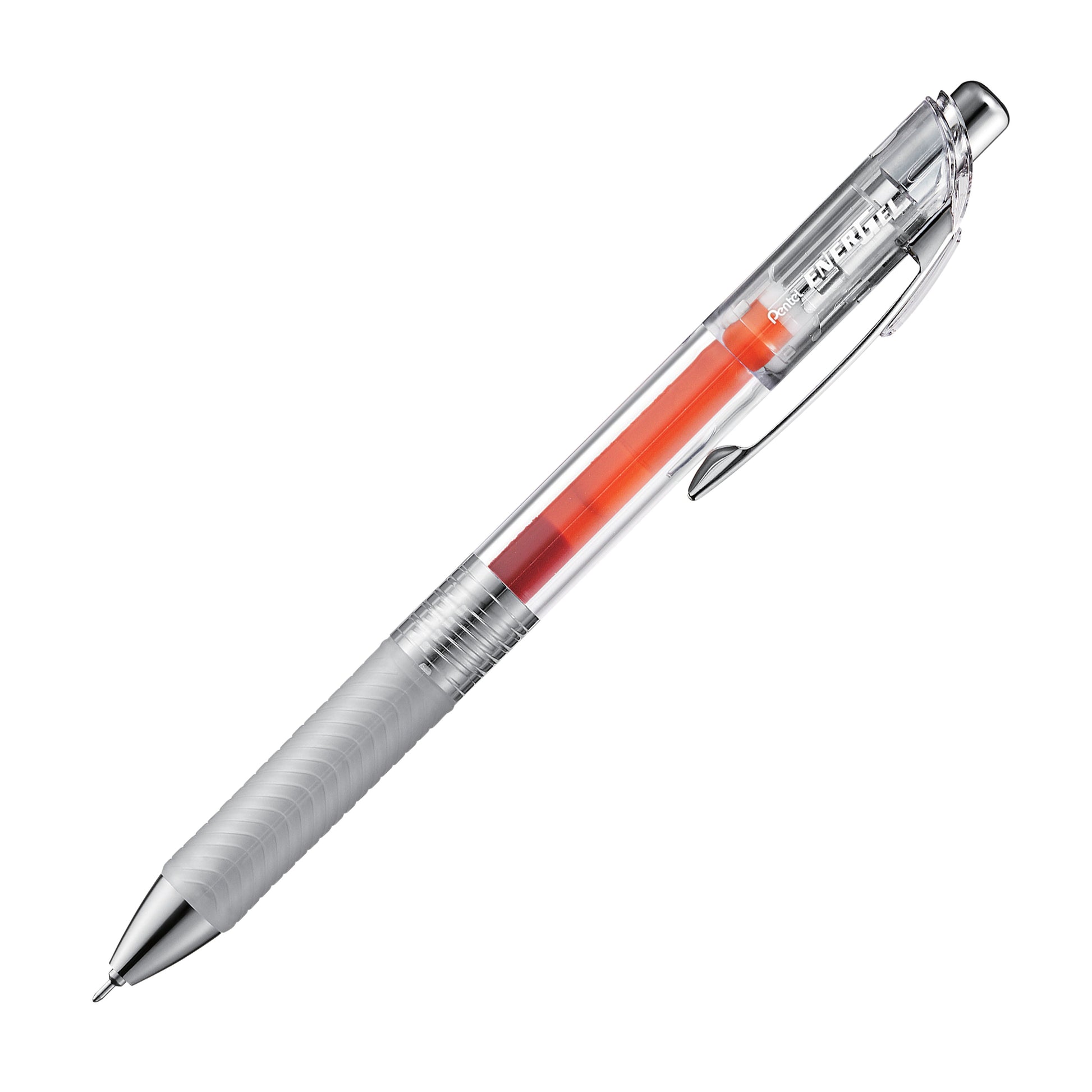 EnerGel Infree Clear Barrel Retractable Liquid Gel Pen 0.5mm Needle Tip Orange Ink