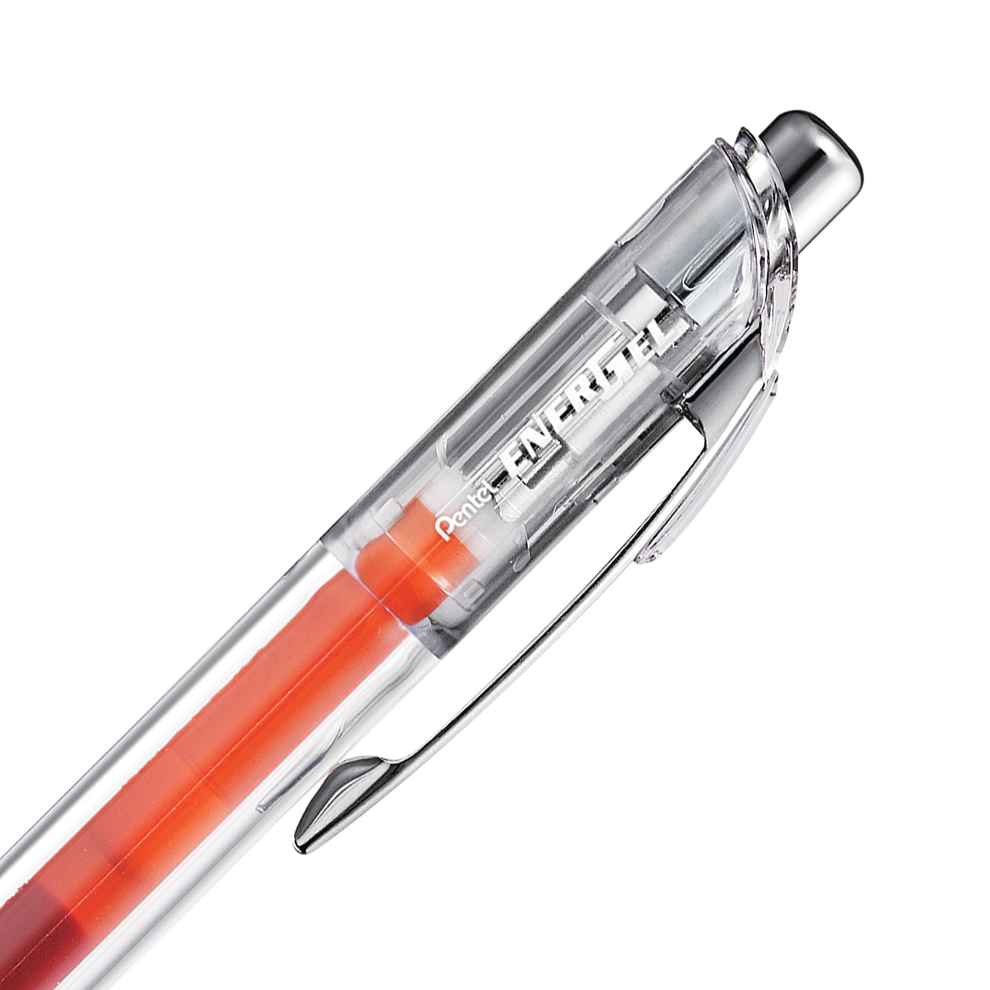 EnerGel Infree Clear Barrel Retractable Liquid Gel Pen 0.5mm Needle Tip Orange Ink