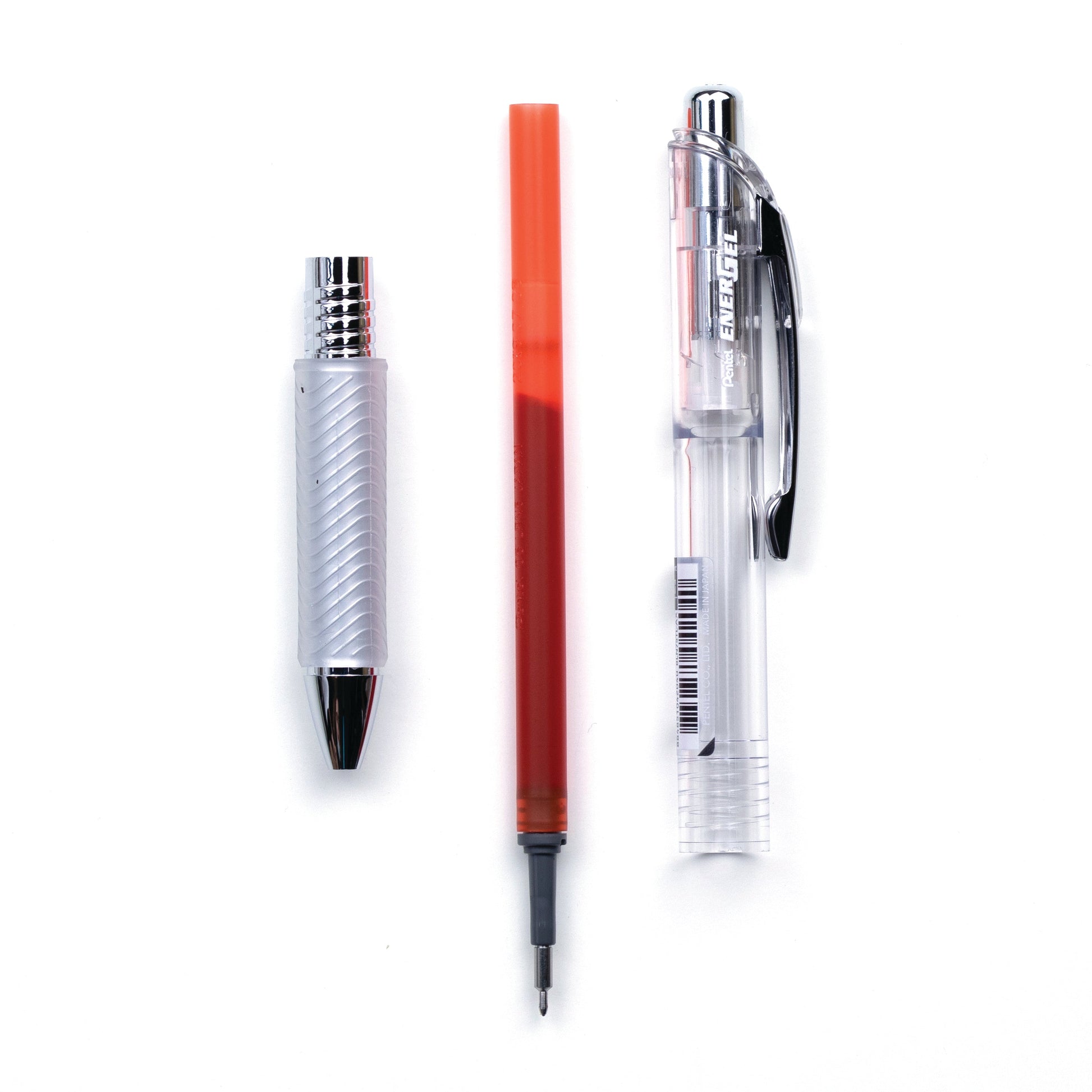 EnerGel Infree Clear Barrel Retractable Liquid Gel Pen 0.5mm Needle Tip Orange Ink