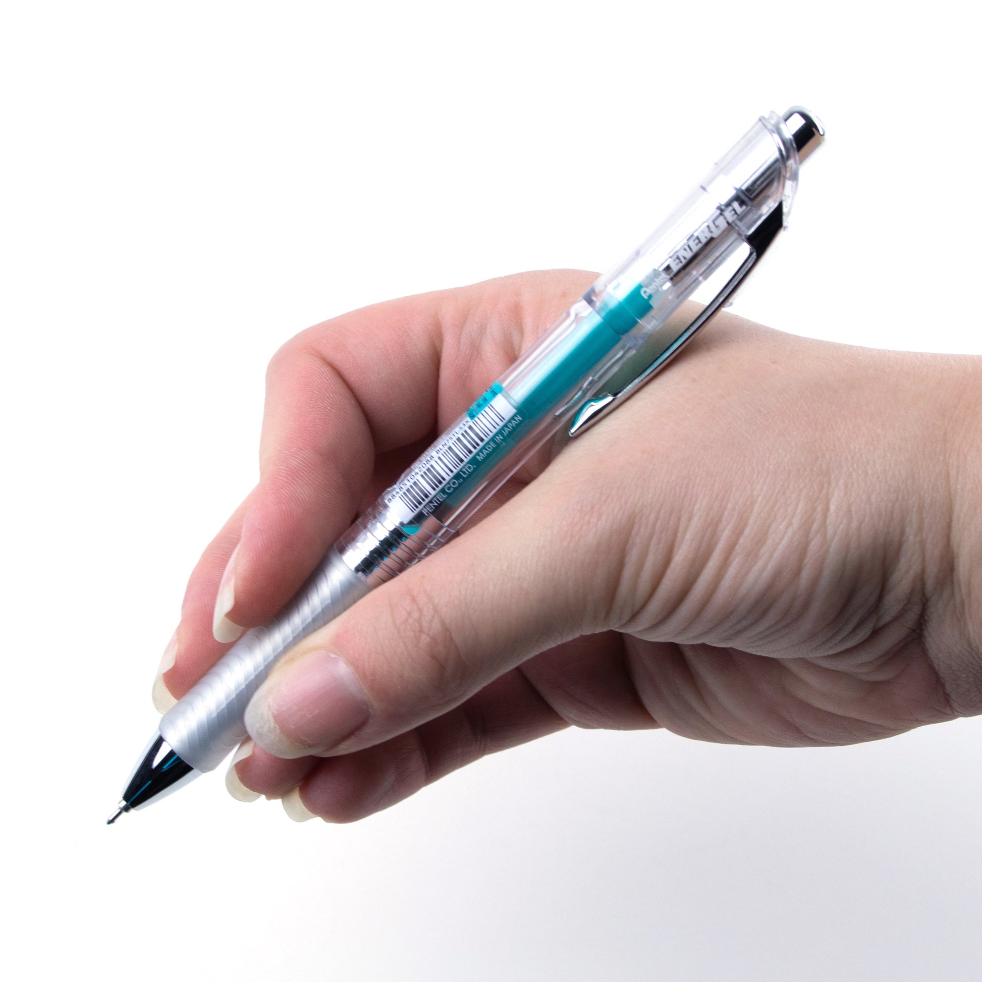 EnerGel Infree Clear Barrel Retractable Liquid Gel Pen 0.5mm Needle Tip Teal Ink