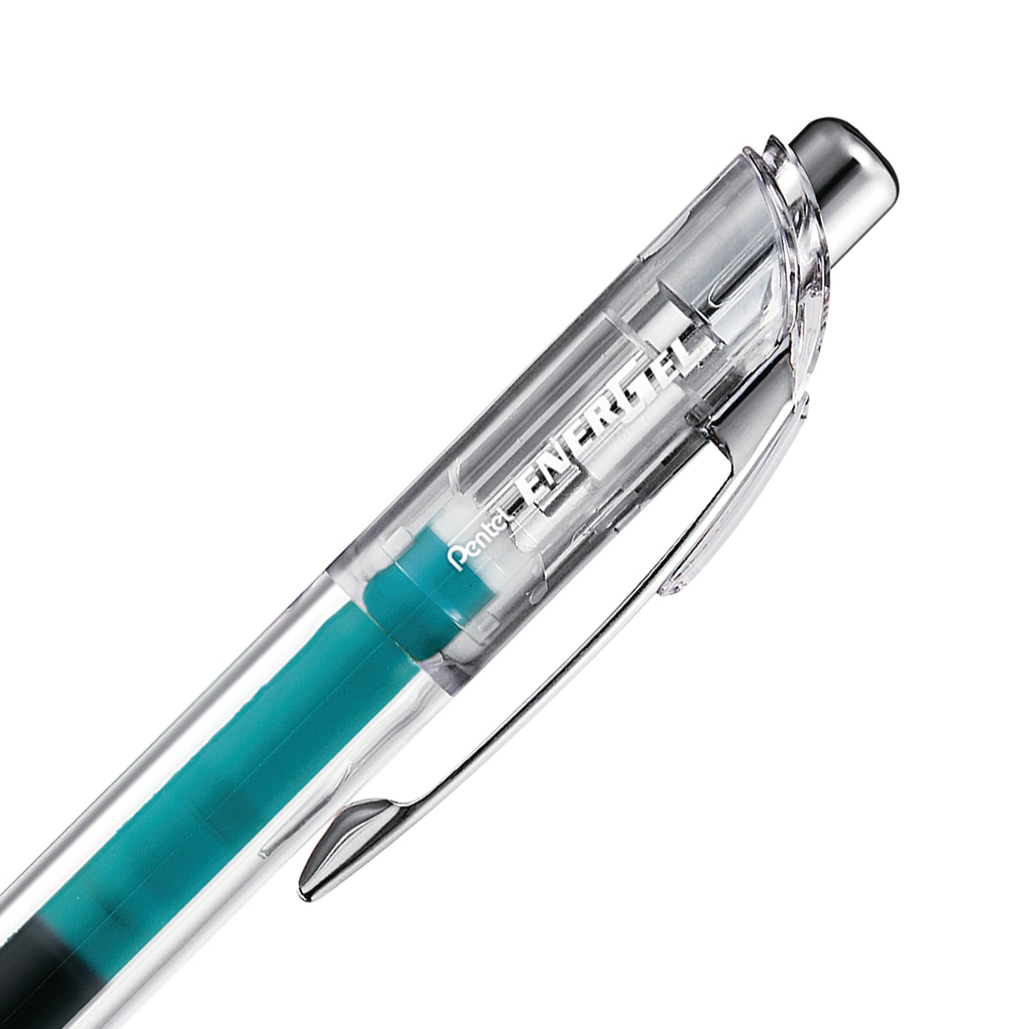 EnerGel Infree Clear Barrel Retractable Liquid Gel Pen 0.5mm Needle Tip Teal Ink