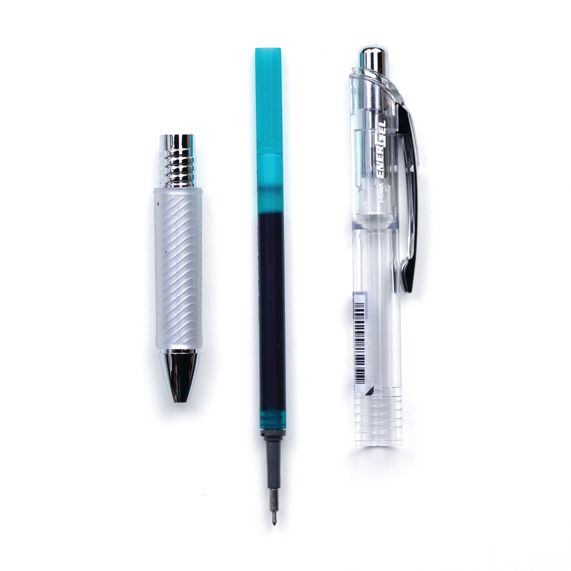 EnerGel Infree Clear Barrel Retractable Liquid Gel Pen 0.5mm Needle Tip Teal Ink