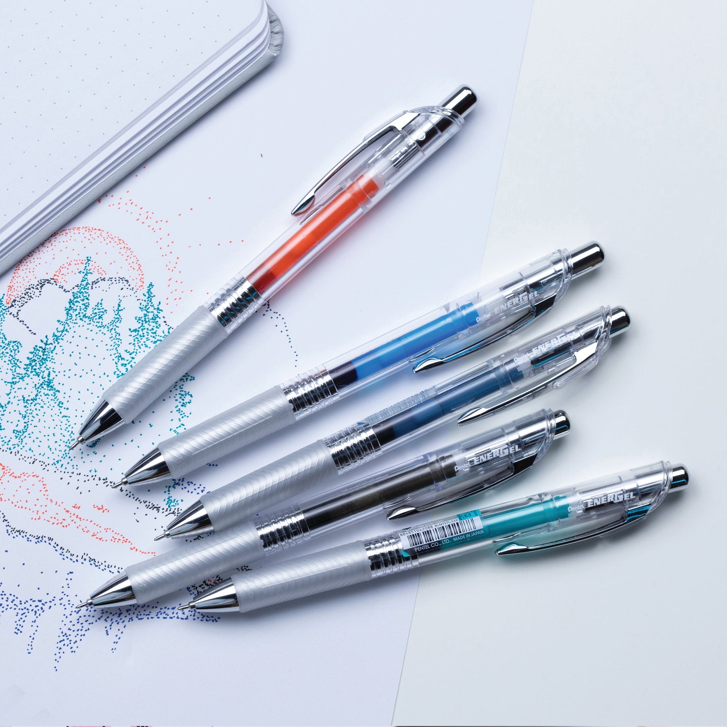 EnerGel Infree Clear Barrel Retractable Liquid Gel Pen 0.5mm Needle Tip Teal Ink