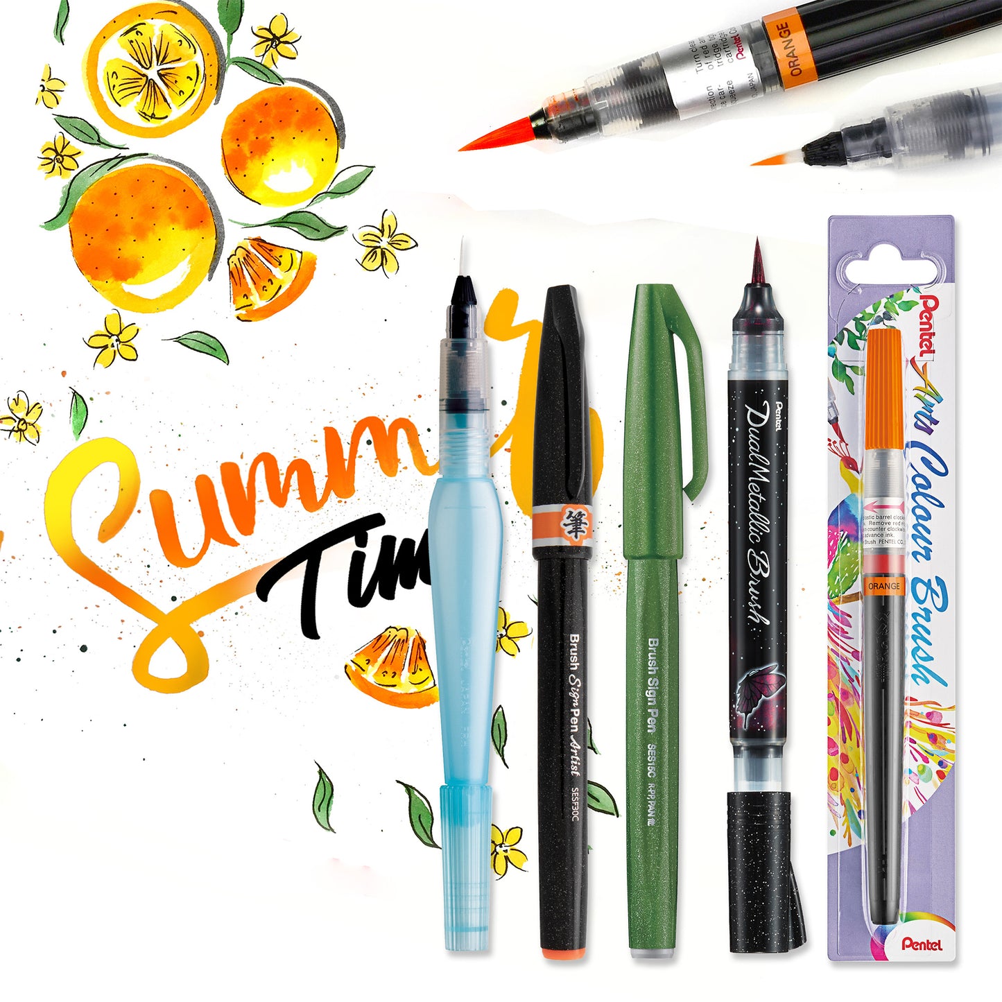 Sunburst Pentel Brush Pen Test Set