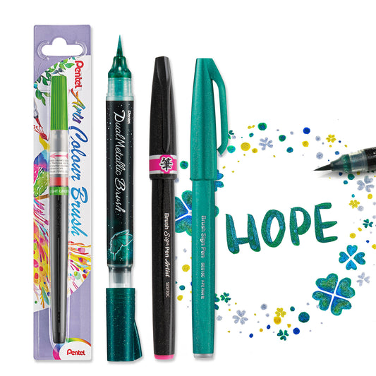 Green Tone Pentel Brush Pen Test Set