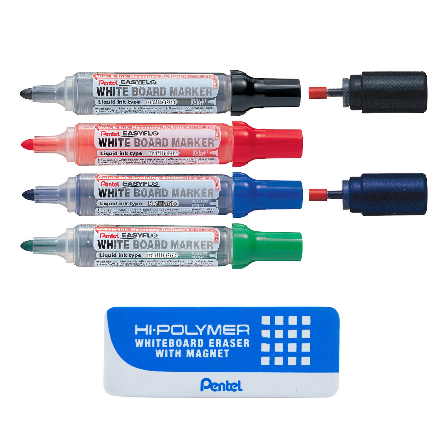 Easyflo White Board Marker with Board Eraser Set - Bullet Point (6.0mm)