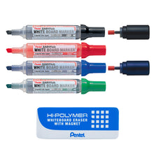 Pentel Easyflo White Board Marker with Board Eraser Set - Chisel Point, 1.3/5.2mm
