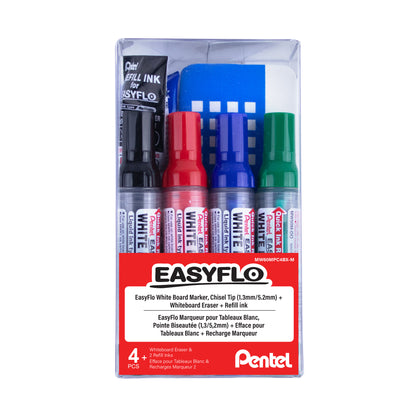 Easyflo White Board Marker with Board Eraser Set - Chisel Point (1.3/5.2mm)