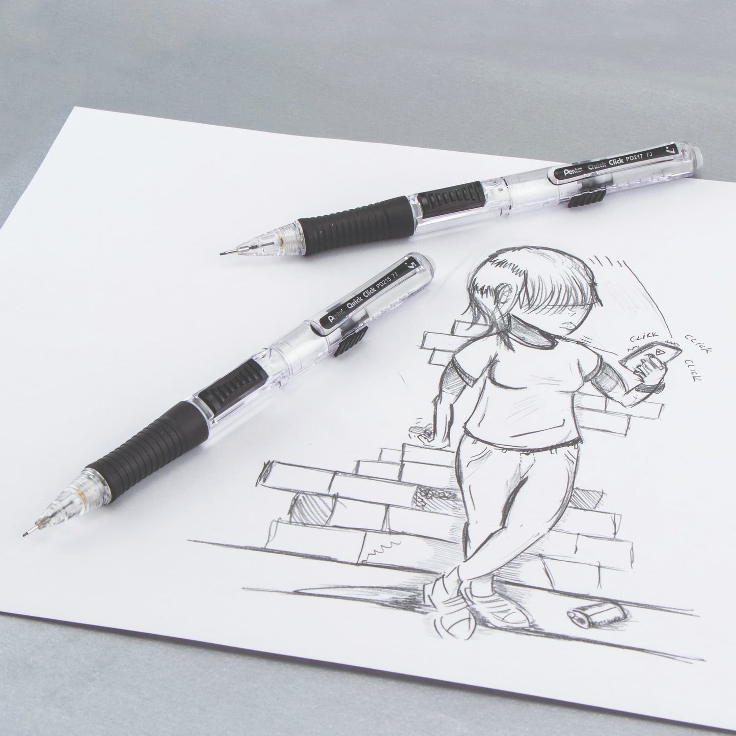 Quick Click Retractable Mechanical Pencil 0.5mm - Clear Barrel, Black Grip