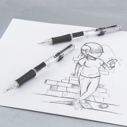 Quick Click Retractable Mechanical Pencil 0.5mm - Clear Barrel, Black Grip