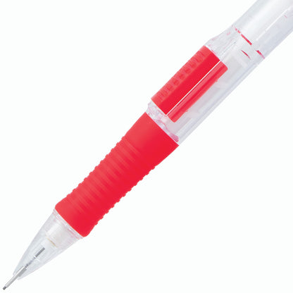 Quick Click Retractable Mechanical Pencil 0.5mm - Clear Barrel, Red Grip