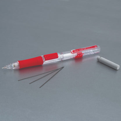 Quick Click Retractable Mechanical Pencil 0.5mm - Clear Barrel, Red Grip