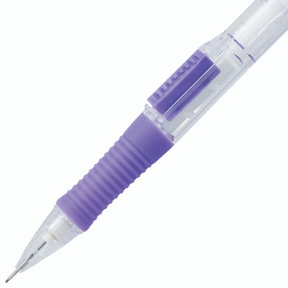 Quick Click Retractable Mechanical Pencil 0.5mm - Clear Barrel, Violet Grip