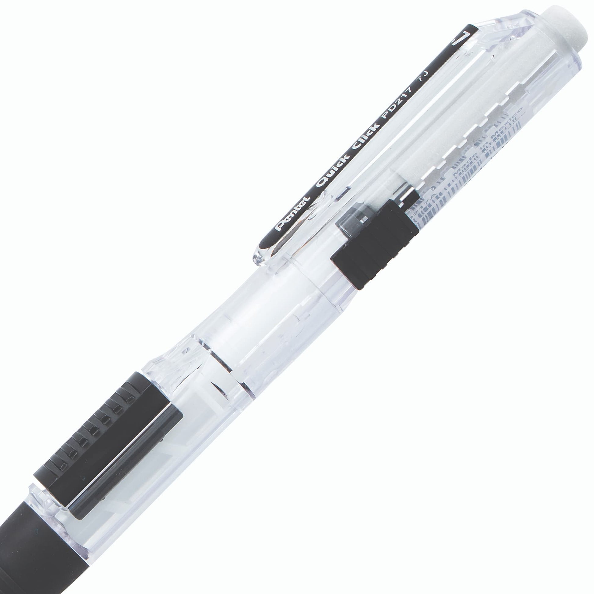 Quick Click Retractable Mechanical Pencil 0.7mm - Clear Barrel, Black Grip Pentel Stationery of Canada