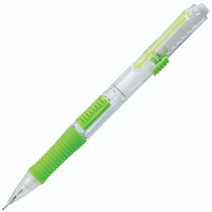 Quick Click Retractable Mechanical Pencil 0.7mm - Clear Barrel, Green Grip Pentel Stationery of Canada