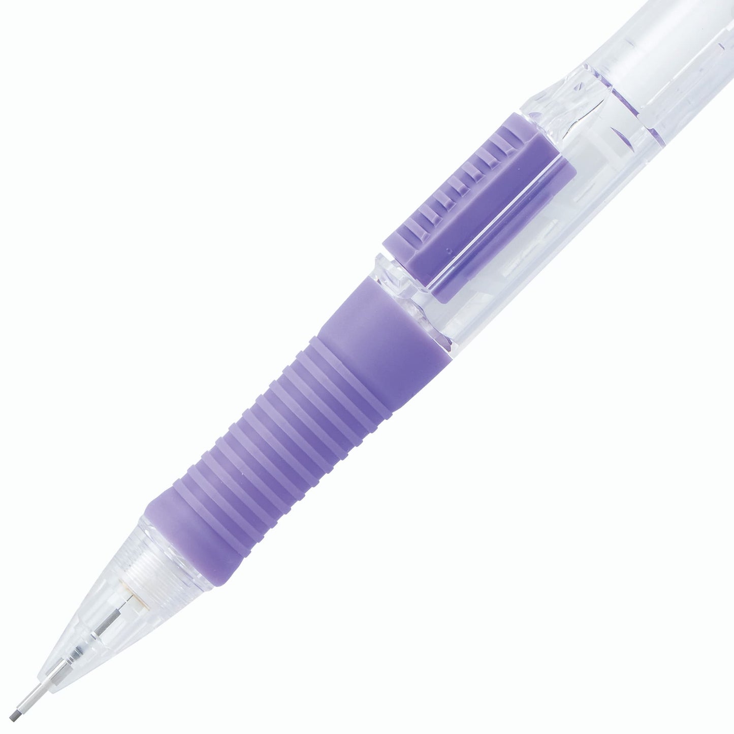 Quick Click Retractable Mechanical Pencil 0.7mm - Clear Barrel, Violet Grip Pentel Stationery of Canada